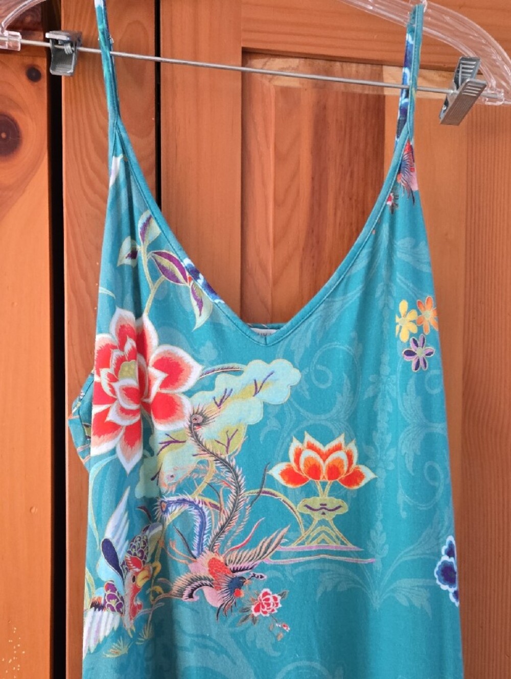 Johnny Was beautiful Teal Floral V‑Neck Slip Nightgown. XL - Picture 2 of 8